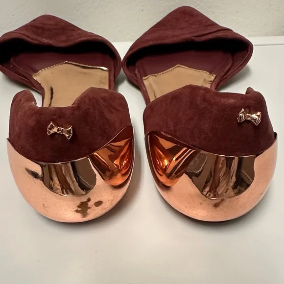 Ted Baker London Burgundy Flats, very comfortable flats. Pre-Owned, Size : 8 - Picture 6 of 10